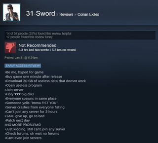 Illustration for article titled Conan Exiles, As Told By Steam Reviews